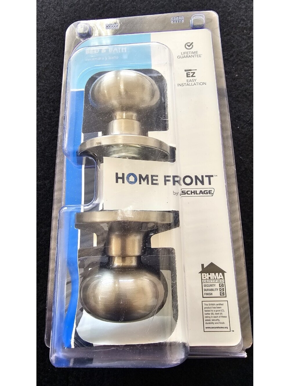Schlage Home Front Bed & Bath Privacy Door Knob Satin Nickel New Sealed